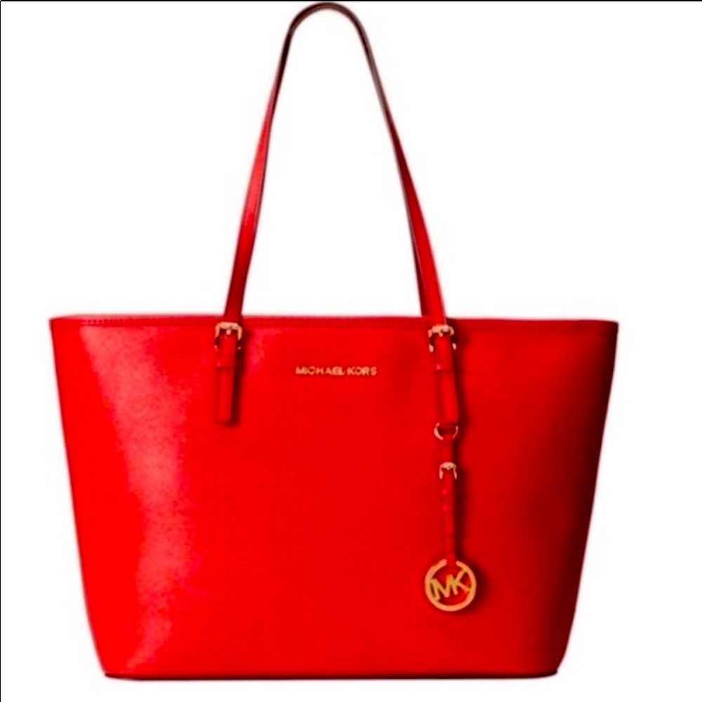 Michael Kors Jet Set Medium Red Orange Tote